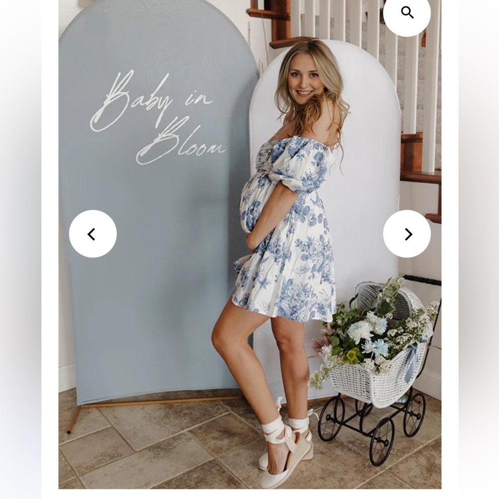 NEVER WORN Chic Off-Shoulder Blue Floral Dress